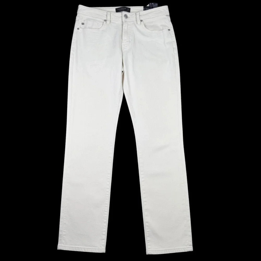 Liverpool Jeans Mens 33x32 White Kingston Modern Slim Straight Stretch Denim